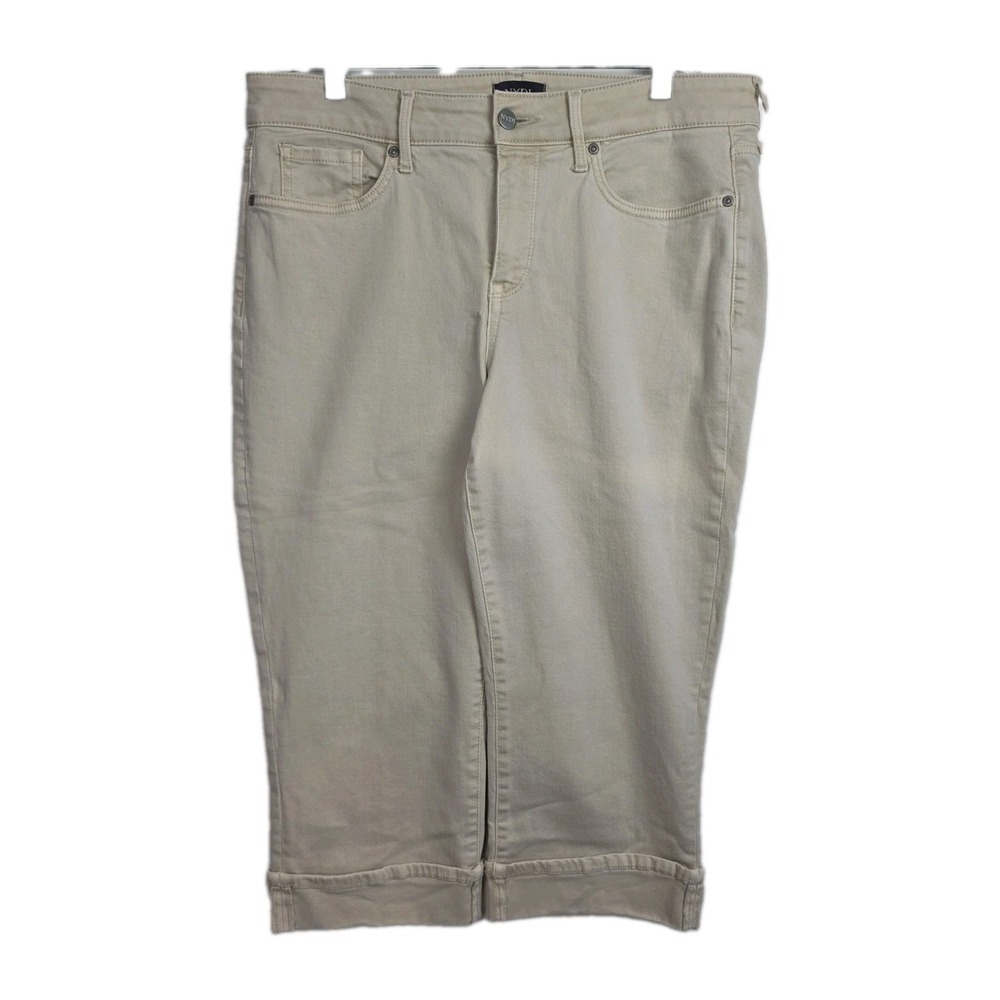 NYDJ Marilyn Straight‎ Cropped Jeans Women's 12P Tan Lift Tuck Technology